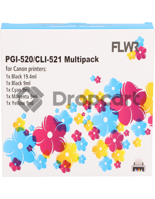 FLWR Canon CLI-521 compatible multipack CMYKP (Huismerk)