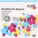 FLWR Canon CLI-521 compatible multipack CMYKP (Huismerk)