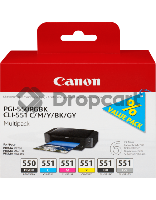 Canon CLI-551 6-pack zwart en kleur