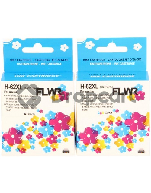 FLWR FLWR HP 62XL 2-pack zwart en kleur (Huismerk)