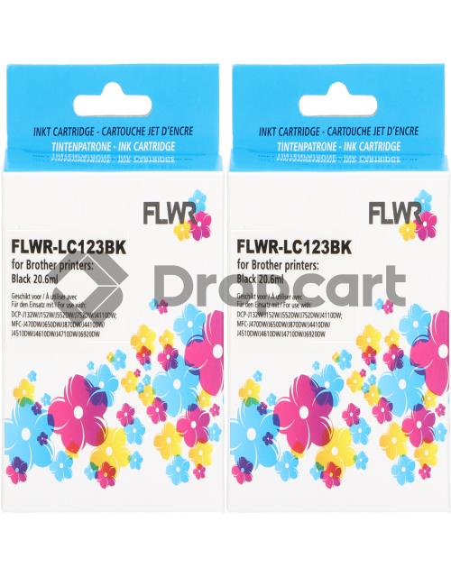 FLWR FLWR Brother LC-123 2-pack zwart (Huismerk)