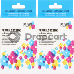 FLWR FLWR Brother LC-123 2-pack zwart (Huismerk)