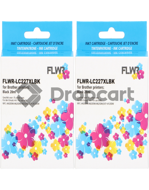 FLWR FLWR Brother LC-227BK 2-pack zwart (Huismerk)