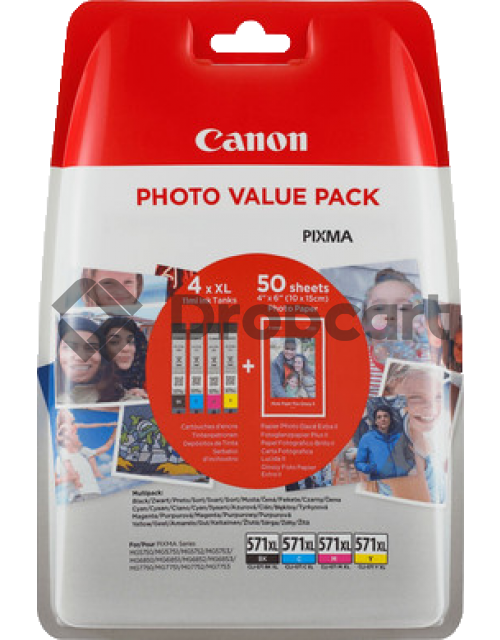 Canon CLI-571XL Multipack met fotopapier zwart en kleur